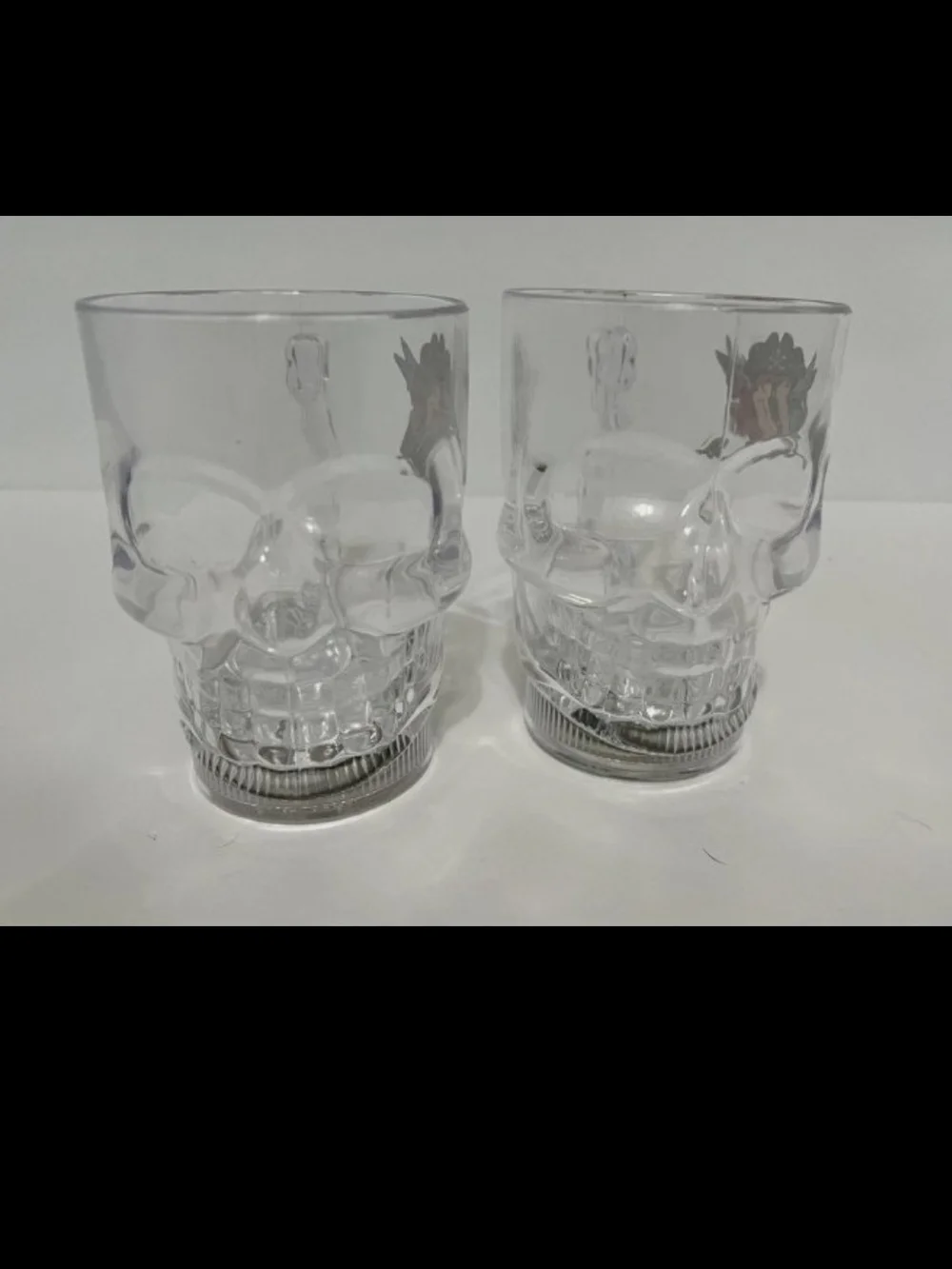 Disney Skull Glow Cup Pirate Mickey Light Up Pirates of the Caribbean SET OF 2